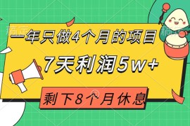一年只做 4 个月的项目，剩下 8 个月休息，7 天利润 5w 