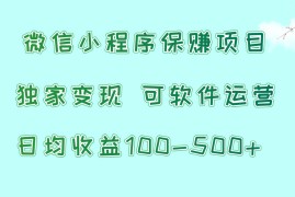 微信小程序保赚项目，日均收益100~500 ，独家变现，可软件运营