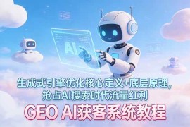 （17604期）GEO AI获客系统教程：生成式引擎优化核心定义 底层原理，抢占AI搜索时代流量红利