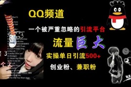 QQ频道，一个被严重忽略的引流平台，流量巨大 实操单日引流500 创业粉兼职粉【揭秘】
