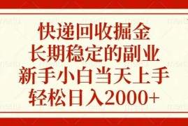 （13731期）快递回收掘金，长期稳定的副业，新手小白当天上手，轻松日入2000 