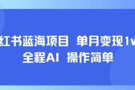 小红书蓝海项目 单月变现1w  全程AI 操作简单