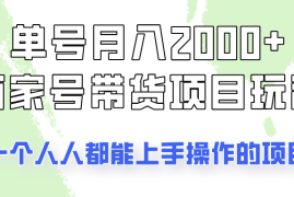 单号单月2000 的百家号带货玩法，一个人人能做的项目！