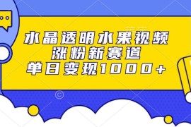（13163期）水晶透明水果视频，涨粉新赛道，单日变现1000 