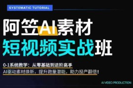 AI视频素材实战班，0-1系统教学，从零基础到进阶高手AI驱动素材焕新，提升跑量潜能，助力投产翻倍(更新)