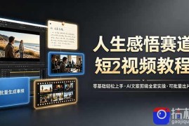 人生感悟赛道短视频教程，零基础轻松上手，AI文案剪辑全套实操可批量出片