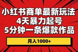 （10779期）小红书商单最新玩法 4天暴力起号 5分钟一条爆款作品 月入1000 