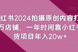 小红书2024拍摄原创内容打造百万店铺，一年时间靠小红书带货项目年入20w 