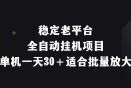 稳定老平台，全自动挂机项目，单机一天30＋适合批量放大