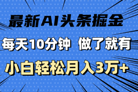 （11889期）最新AI头条掘金，每天10分钟，做了就有，小白也能月入3万 