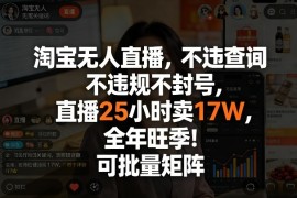 淘宝无人直播，不违规不封号，直播25小时卖17W，全年旺季！可批量矩阵【揭秘】