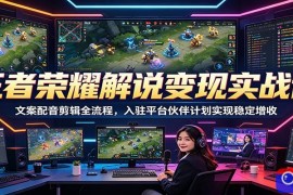 王者荣耀解说变现实战课：文案配音剪辑全流程，入驻平台伙伴计划实现稳定增收