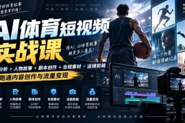 AI体育短视频赛道顶级玩法｜赛道分析 人物故事 剧本创作 版权处理 运镜剪辑，跑通流量变现-日赚1K 