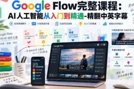 【无水印】Google Flow完整课程：AI人工智能从入门到精通-精翻中英字幕
