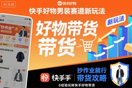 快手好物男装赛道新玩法，抄作业就行，0经验玩转快手好物带货