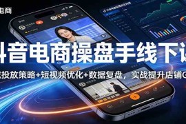 抖音电商操盘手线下课：全域投放策略  短视频优化 数据复盘，实战提升店铺GMV（更新）