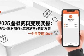 （16644期）2025虚拟资料变现实操：选品 素材制作 笔记发布 自动发货，一个月变现10w 