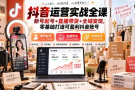 抖音运营实战全课｜新号起号 直播带货 全域变现，零基础打造可盈利抖音账号