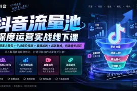 抖音流量池深度运营实战线下课｜云图精准人群包 千川竞价投放 直播加热 品效联投，构建增长闭环