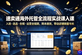 速卖通海外托管全流程实战课入驻・选品・合规・运营全链路，降本提效，带动店铺销量与收益增长
