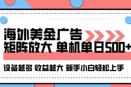 （16206期）海外美金广告全自动挂机，单机单日500 可矩阵放大设备越多收益越大，新…