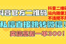 价值 3000 的技术！抖音二维码直跳微信！站内无限发不违规