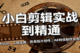 小白剪辑实战到精通，含软件认识、工具运用，各类短片创作，AE特效制作及剪辑技巧