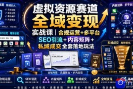 虚拟资源赛道全域变现实战课｜合规运营 多平台SEO引流 内容矩阵 私域成交全套落地玩法