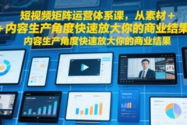 短视频矩阵运营体系课，从素材 内容生产角度快速放大你的商业结果