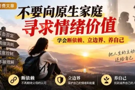 付费文章：不要向原生家庭寻求情绪价值，学会断依赖、立边界、养自己