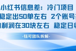 小红书信息差冷门项目一单利润30块每天稳定1.5k左右2个账号操作