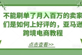 不能刷单了月入百万的卖家们是如何上好评的，亚马逊跨境电商教程