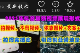 抖音最新视频展现形式，不拍视频、不剪视频、依靠图片 文案助推热门，引爆创业粉