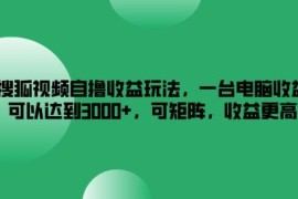 搜狐视频自撸收益玩法，一台电脑收益可以达到3k ，可矩阵，收益更高【揭秘】