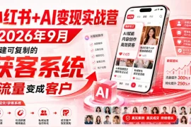 小红书 AI变现实战营2026年9月，搭建可复制的获客系统，把流量变成客户！
