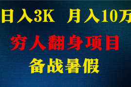 日入3K 月入10万  ，暑假翻身项目，小白上手快，无门槛