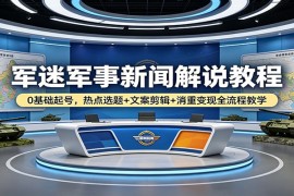 军迷军事新闻解说教程：0基础起号，热点选题 文案剪辑 消重变现全流程教学