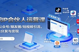 知识IP合伙人运营课：微信/公众号/朋友圈/短视频引流，多平台分发与变现