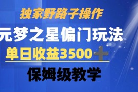 独家野路子玩法，无视机制，元梦之星偏门操作，单日收益3500 ，保姆级教学