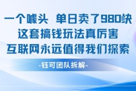一个噱头单日卖了980米 这套搞钱玩法真厉害 互联网永远值得我们探索