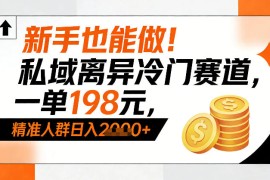新手也能做！私域离异冷门赛道，一单198，精准人群日入1k 