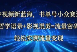 中视频新蓝海：哲学语录 影视混剪=流量密码，轻松实现流量变现