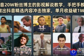 抖音20W粉丝博主的影视解说教学，手把手教你做出抖音精选内容冲击独家，单月收益破1W 