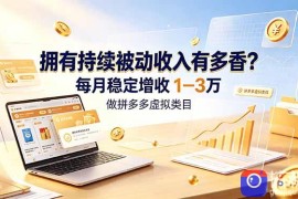 拥有持续被动收入有多香？做拼多多虚拟类目，每月稳定增收 1-3 万