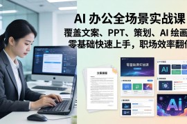 AI 办公全场景实战课：覆盖文案、PPT、策划、AI 绘画，零基础快速上手，职场效率翻倍