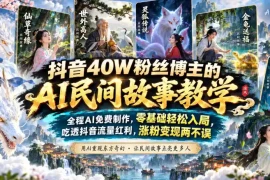 抖音40W粉丝博主的AI民间故事教学，全程AI免费制作，零基础轻松入局，吃透抖音流量红利，涨粉变现两不误