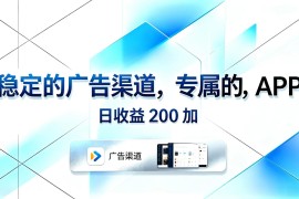 稳定的广告渠道，专属的APP，日收益200 
