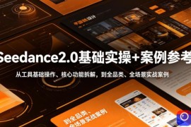 Seedance2.0基础实操 案例参考，从工具基础操作、核心功能拆解，到全品类、全场景实战案例参考全覆盖