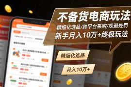 不备货电商玩法：精细化选品/跨平台采购/规避处罚，新手月入10万 终极玩法