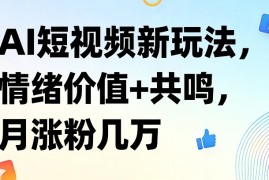 AI短视频新玩法，情绪价值 共鸣，月涨粉几万